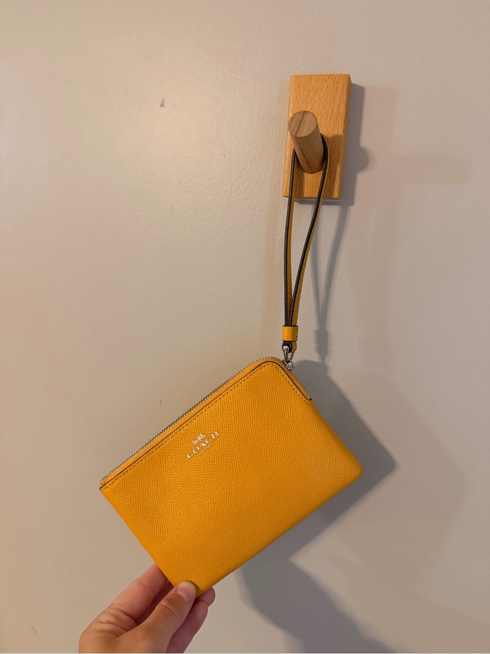 Coach Yellow Leather Wristlet with Wrist Strap